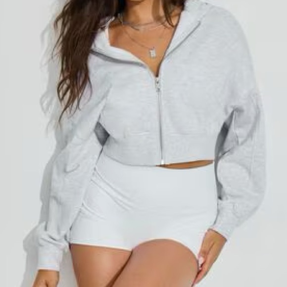 Garage Tops - Garage Light-Grey Cropped Hoodie